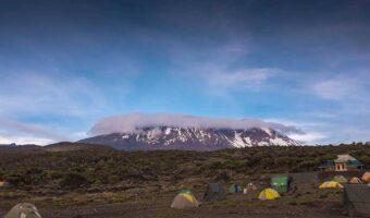 Kilimanjaro top view snows, the highest mountain in Africa